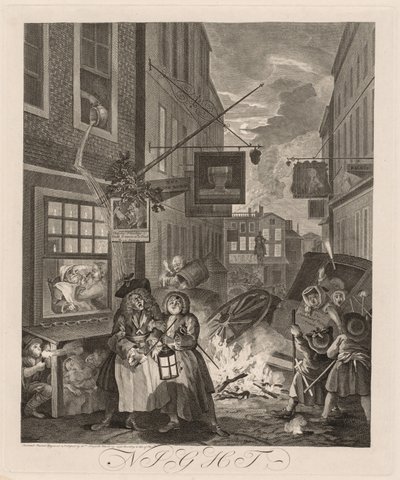De fire tidene på dagen: Natt av William Hogarth