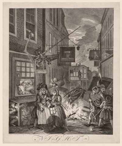 De fire tidene på dagen: Natt av William Hogarth