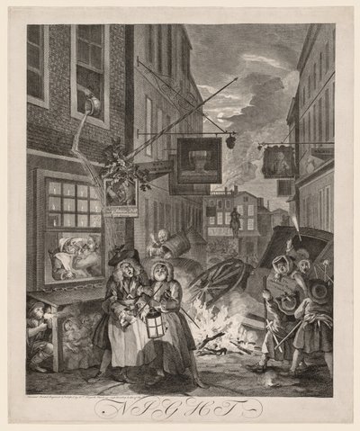 De fire tidene på dagen: Natt, 1738. av William Hogarth
