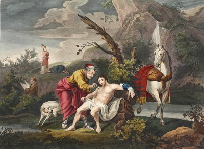 Den barmhjertige samaritan, illustrasjon fra 