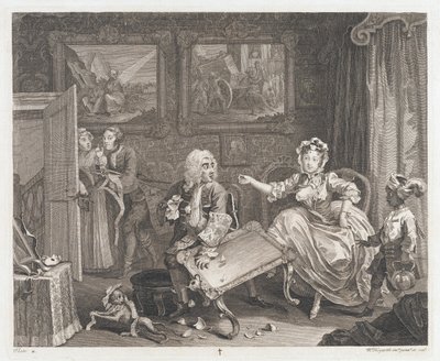 The Harlot Finds a Protector, designet 1732, trykt 1744 (Etsing og gravering) av William Hogarth