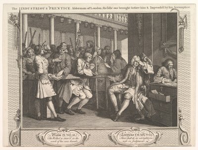 Den flittige Prentice Alderman of London, The Idle One Braught Before Hi..., 30. september 1747. av William Hogarth