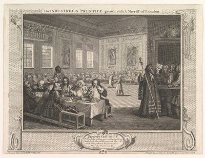 The Industrious Prentice Grown Rich og Sheriff of London Industry and Idl..., 30. september 1747. av William Hogarth