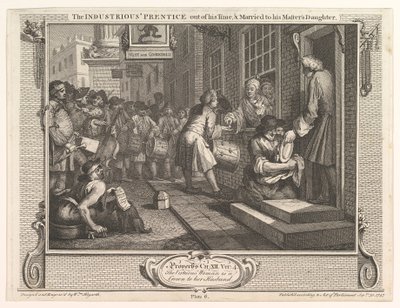 Den flittige Prentice ut av sin tid og gift med sin mesters datter..., 30. september 1747. av William Hogarth