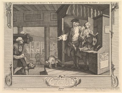 Den flittige Prentice en favoritt, og betrodd av sin mester: Industry ..., 30. september 1747. av William Hogarth