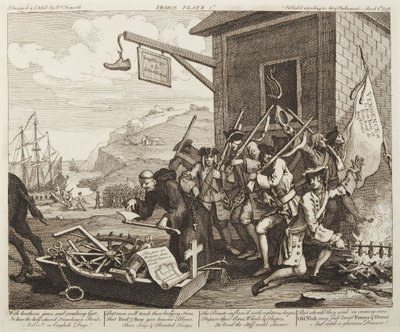 Invasjonen, plansje 1: Frankrike av William Hogarth