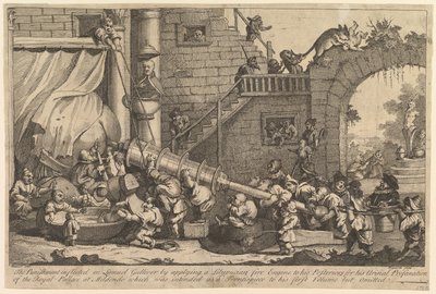 Straffen påført Lemuel Gulliver, desember 1726. av William Hogarth