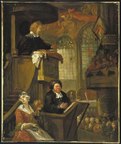 Den sovende menighet, 1728 av William Hogarth