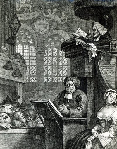 Den sovende menighet, 1736 av William Hogarth