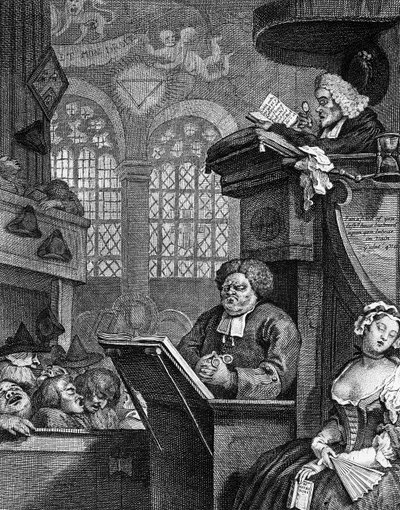 Den sovende menighet, 1736 av William Hogarth