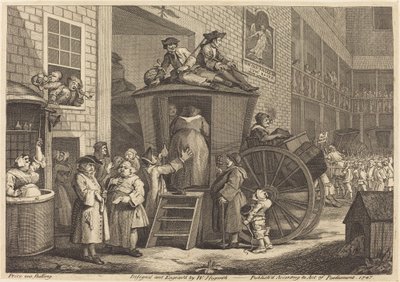 Stage-coachen, eller Country Inn Yard av William Hogarth