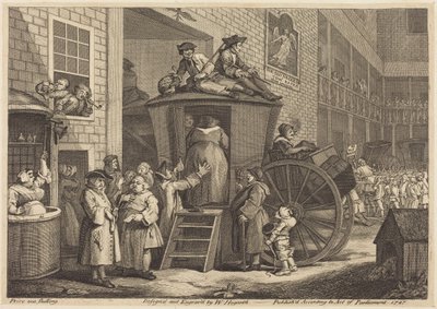 Diligencen, eller gårdsplassen ved landeveiskroen av William Hogarth