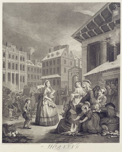 Tider på dagen: Morgen (gravering) av William Hogarth