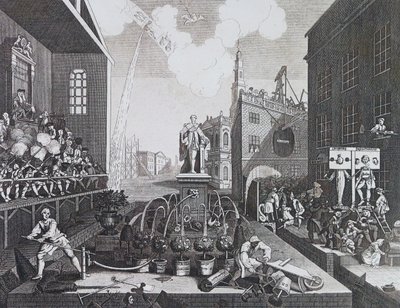 To kriminelle i en pels eller aksjer i London av William Hogarth