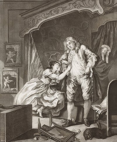 Todelt episode: Før og etter. Ark 2: Etter / Etter. 1736 av William Hogarth