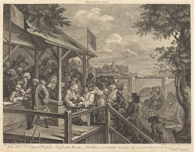 Avstemningen av William Hogarth and Francois Morellon de La Cave