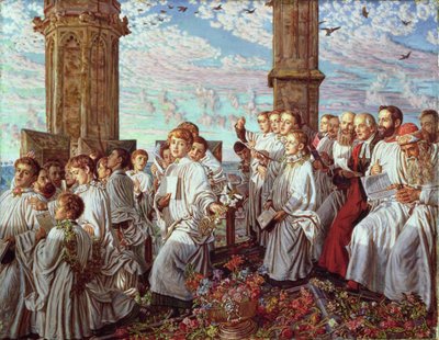 mai morgen på Magdalen College Tower, Oxford, gammel årlig seremoni av William Holman Hunt