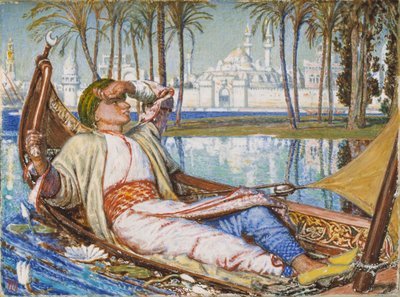 'The Golden Prime of Good Haroun Alraschid', 1866 omarbeidet i 1891. Kunstnere: William Holman Hunt, William Holman Hunt. av William Holman Hunt