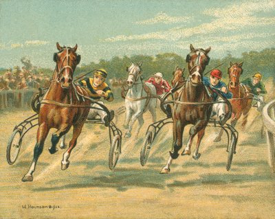 Historiske og moderne løp, trav- og tempoløp (chromolitho) av William Hounsom Byles