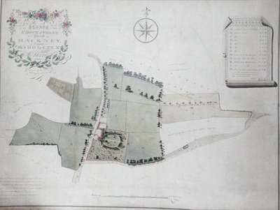 Plan over en eiendom som ligger ved Grove Street i Parish of Hackney av William Hurst Ashpitel