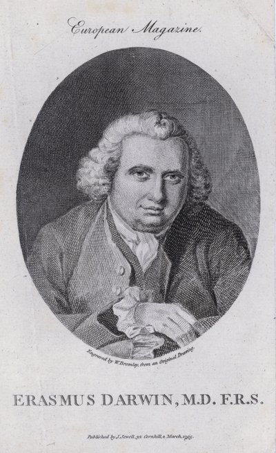 Erasmus Darwin , engelsk lege, naturfilosof, poet og forkjemper for avskaffelse av slavehandelen (gravering) av William III (after) Bromley