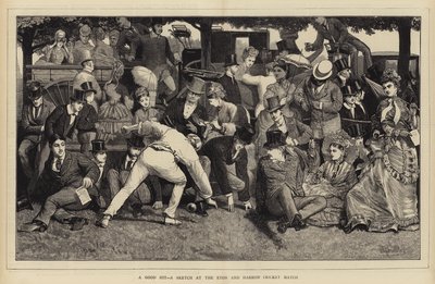 A Good Hit, a Sketch på Eton og Harrow Cricket Match av William III Bromley