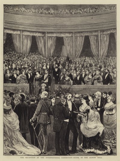 Resepsjonen på den internasjonale utstillingen, Scene i Albert Hall-gravering av William III Bromley