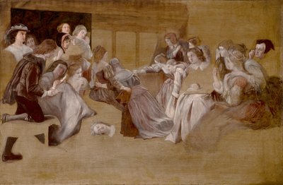 Martyrdødens aften (olje på lerret) av William James (attr. to) Grant