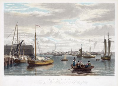 Boston, fra Ship House, vestenden av Navy Yard, ca. 1833 av William James Bennett