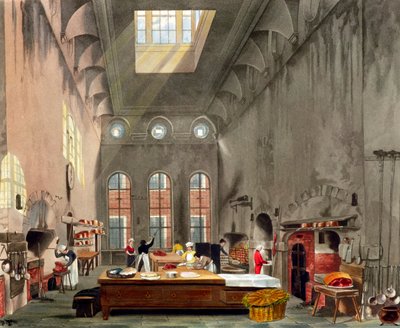 Kjøkken, St James's Palace, London, 1819 av William James Bennett