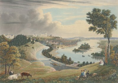 Richmond: Fra bakken over vannverket, utgitt 1834. av William James Bennett
