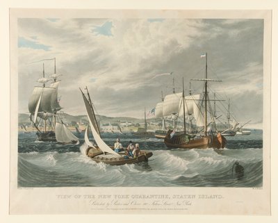 Utsikt over New York Quarantine, Staten Island. av William James Bennett