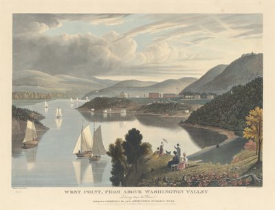 West Point, ovenfra Washington Valley: Ser nedover elven av William James Bennett after George Cooke