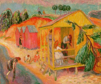 Badehus (olje på lerret) av William James Glackens