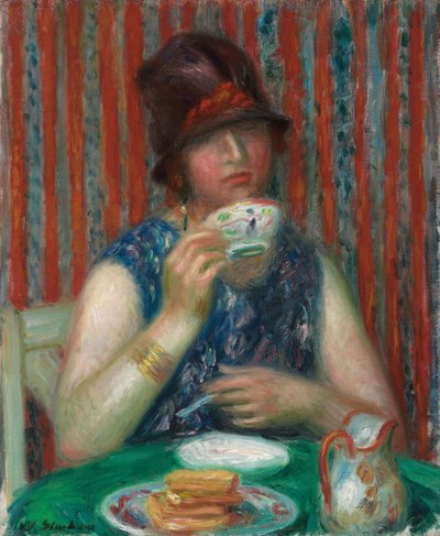 Pike med tekopp, ca. 1920 (olje på lerret) av William James Glackens
