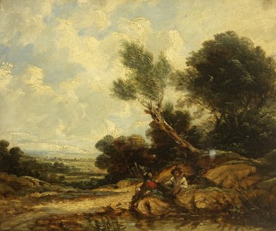 Landskap med figurer av William James Muller