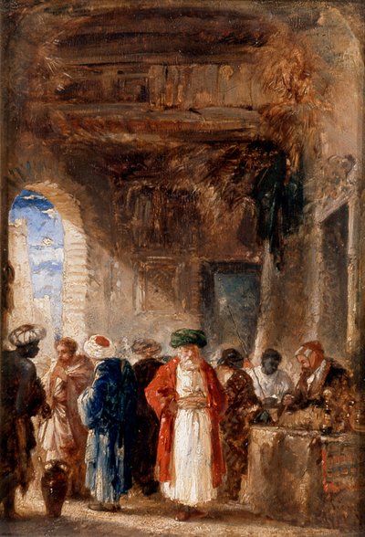Opiumselgeren (olje på panel) av William James Muller