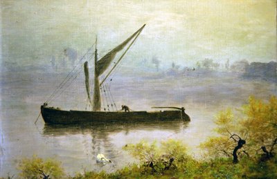 En vårmorgen på Themsen (olje på panel) av William John Hennessy