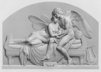 Cupid og Psyche, fra statuen av J Gibson, RA i Collection of the Queen (gravering) av William John Roffe