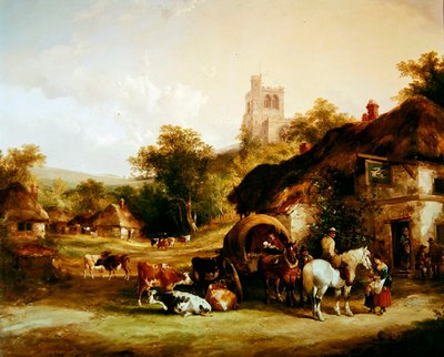 The Swan Inn (olje på panel) av William Joseph Shayer