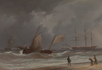 En lugger kjører i land i kuling av William Joy