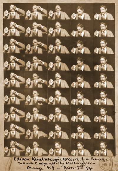 Edison kinetoskopisk registrering av et nysing c.1894 bw-bilde av William Kennedy Laurie Dickson