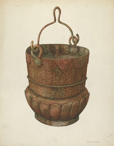 Hammer-kobber bøtte, 1938. av William Kieckhofel