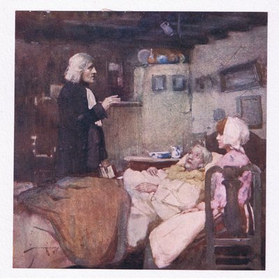 Men i sin plikt, prompte ved hvert kall, så han og gråt, han ba og følte for alle (farge litho) av William Lee Hankey