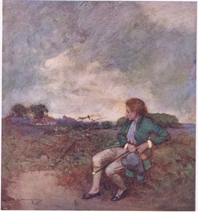 Her mens jeg tar mine ensomme runder, midt i dine floketurer og ødelagte grunner (farge litho) av William Lee Hankey