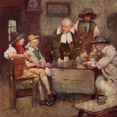 Illustrasjon for The Deserted Village av Oliver Goldsmith (farge litho) av William Lee Hankey