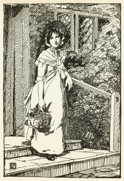 Illustrasjon for The Deserted Village av Oliver Goldsmith (farge litho) av William Lee Hankey