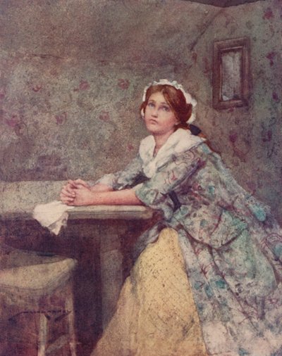 Illustrasjon for The Deserted Village av Oliver Goldsmith (farge litho) av William Lee Hankey