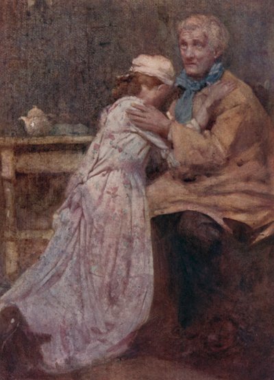 Illustrasjon for The Deserted Village av Oliver Goldsmith (farge litho) av William Lee Hankey