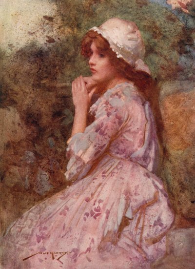 Illustrasjon for The Deserted Village av Oliver Goldsmith (farge litho) av William Lee Hankey